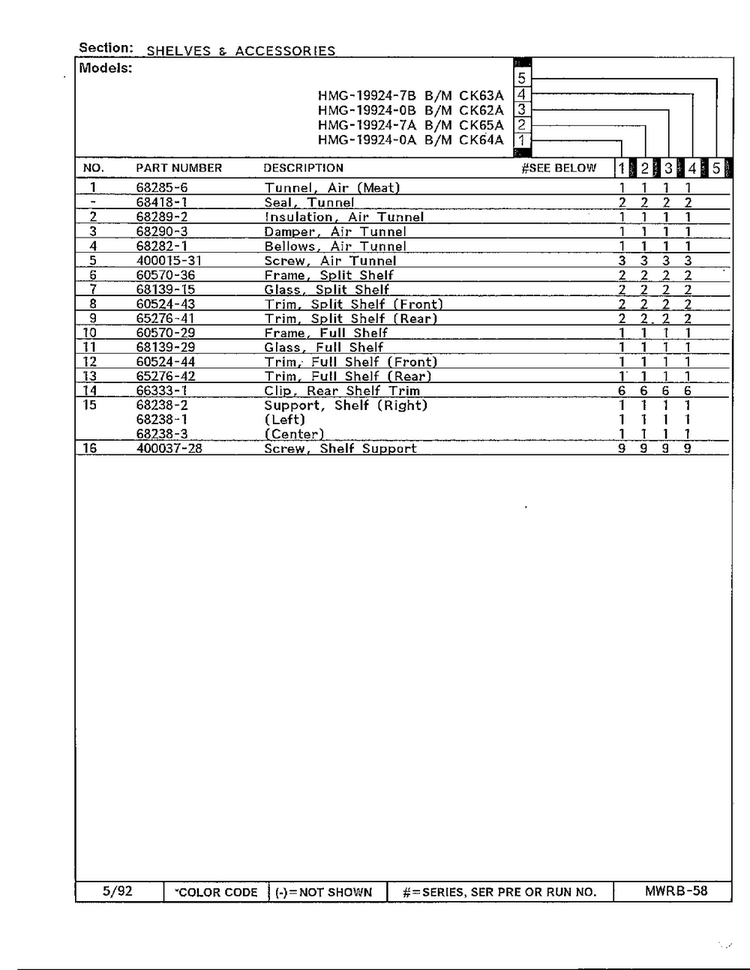 Shelves And Accessories Page 2 Diagram and Parts List for 19924-0A  Admiral Refrigerator