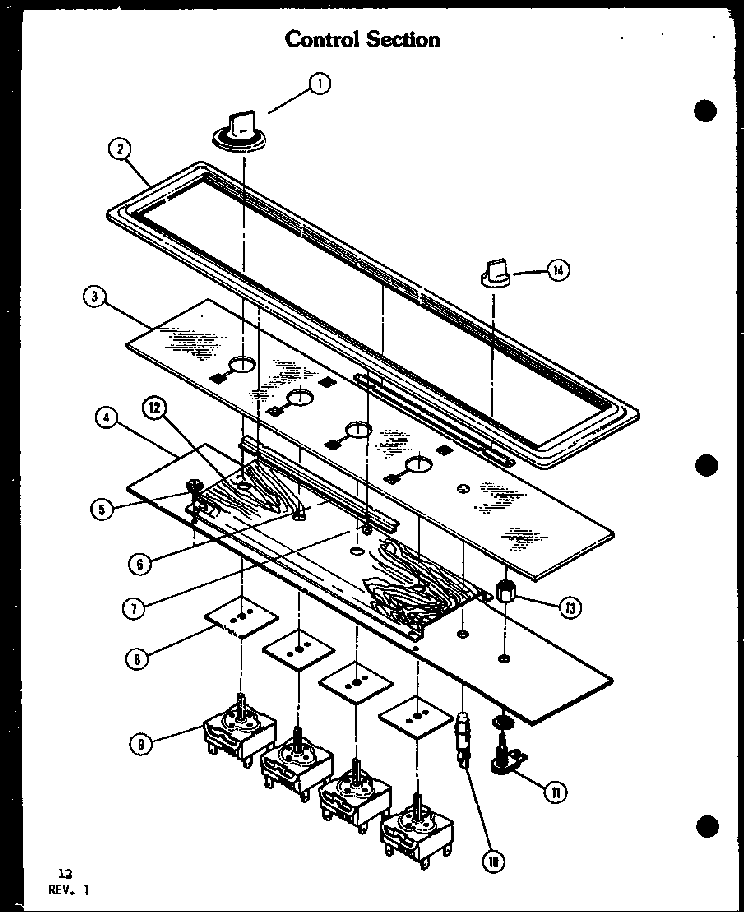 Control Section Diagram and Parts List for AKD-1B P85558-2S Amana Range