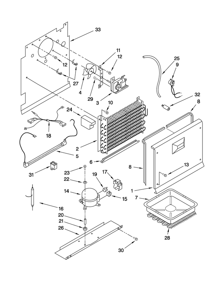 Unit Parts Diagram and Parts List for AQU1627BRW03  Amana Freezer