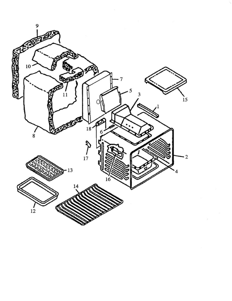 Oven Assembly Diagram and Parts List for AGS780WW-P1168601NW  Amana Range