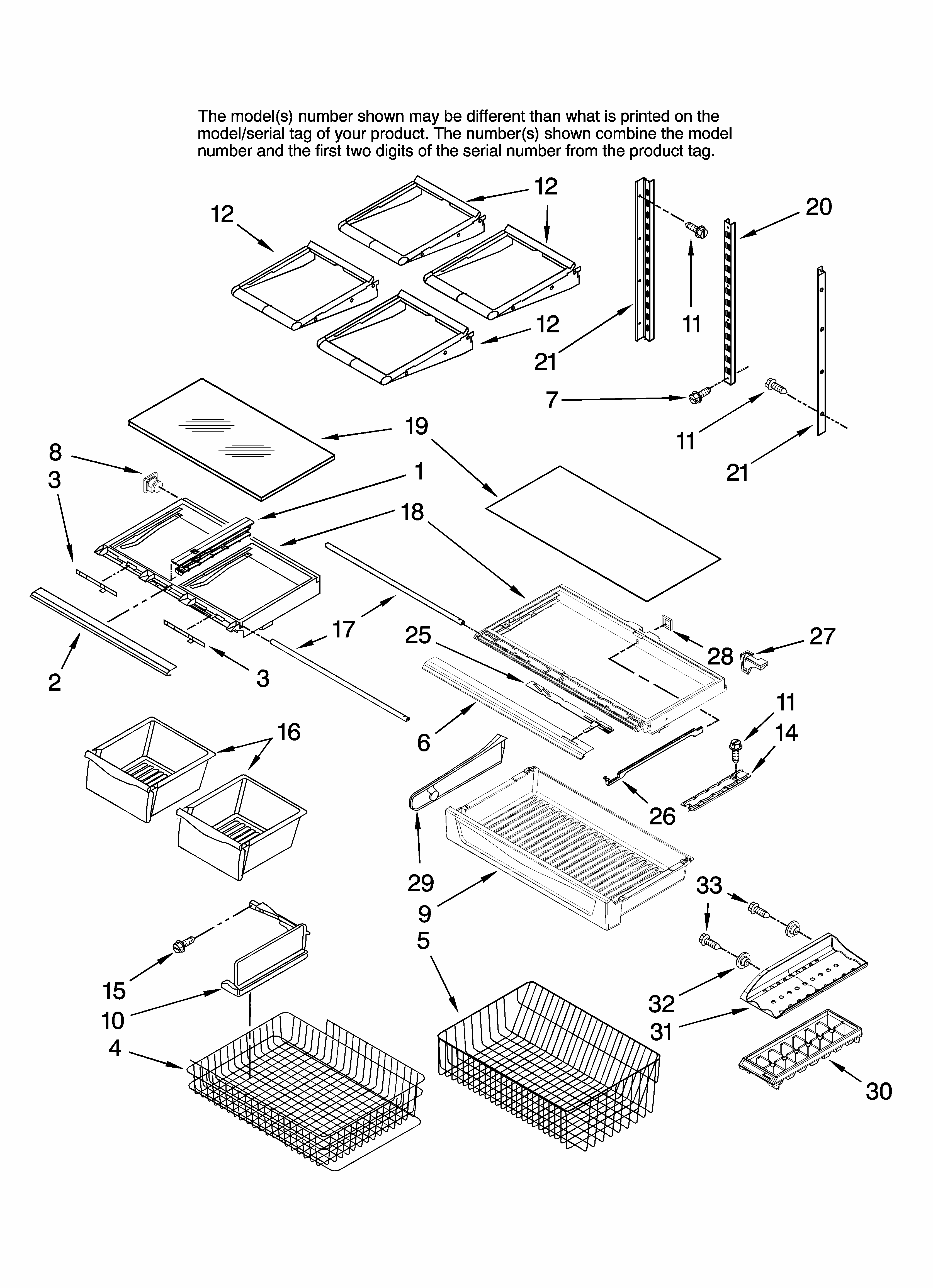 Shelf Parts Diagram and Parts List for GB2526REKS12  Amana Refrigerator