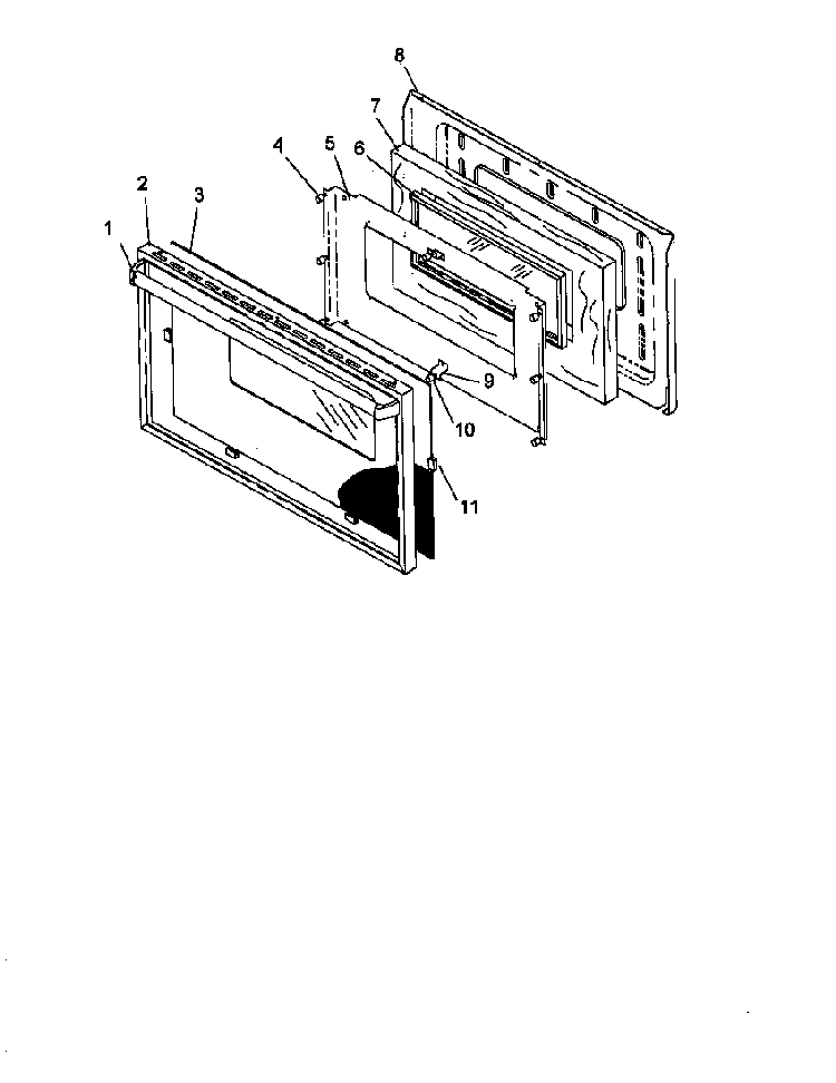 Oven Door Diagram and Parts List for RLS363U-P1142709NL  Caloric Range