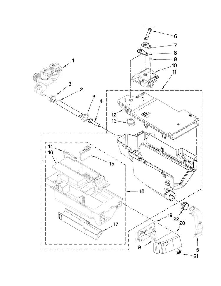 Dispenser Parts Diagram and Parts List for MHWE450WJ00  Maytag Washer