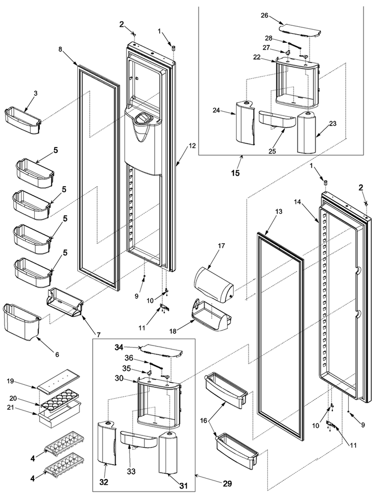 Ref/fz Door And Shelf Diagram and Parts List for SK525-2W-PSK525200W1  Maytag Refrigerator