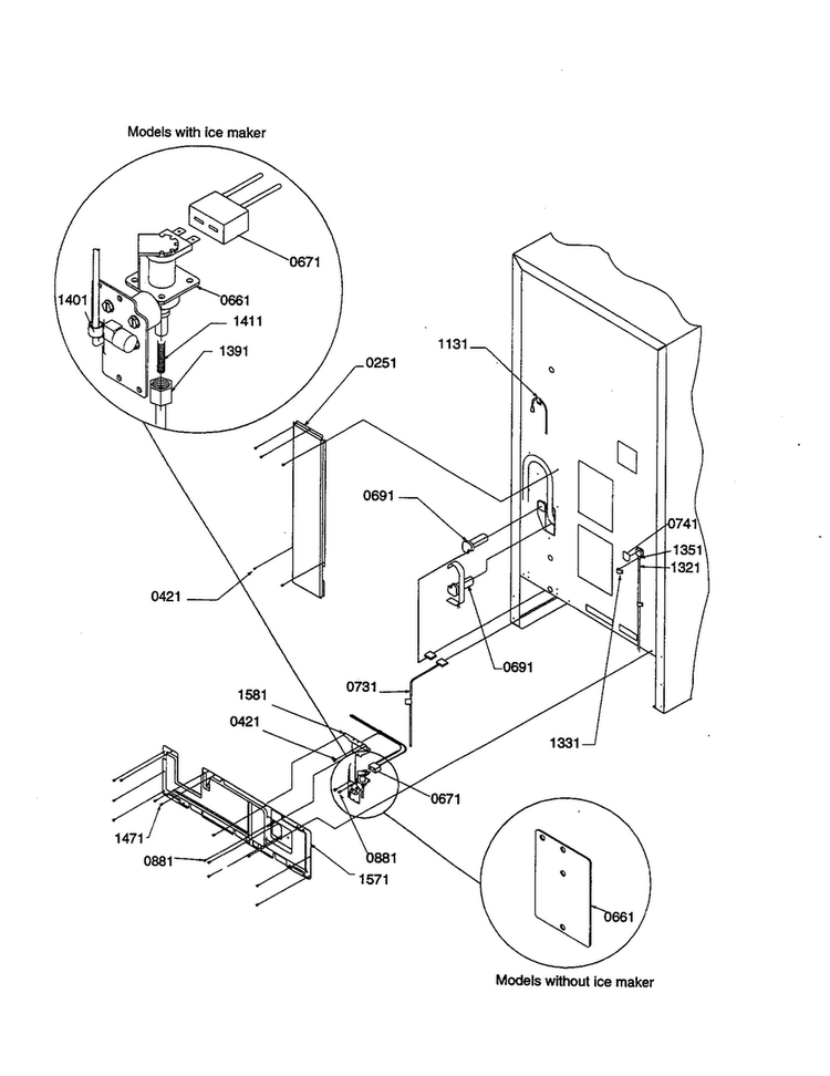 Cabinet Back Diagram and Parts List for BRF20TE-P1199202WE  Amana Refrigerator