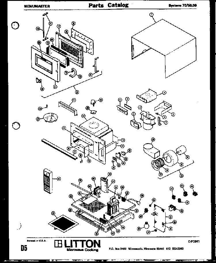 Replacement Parts Diagram and Parts List for 70 5000 Amana Microwave