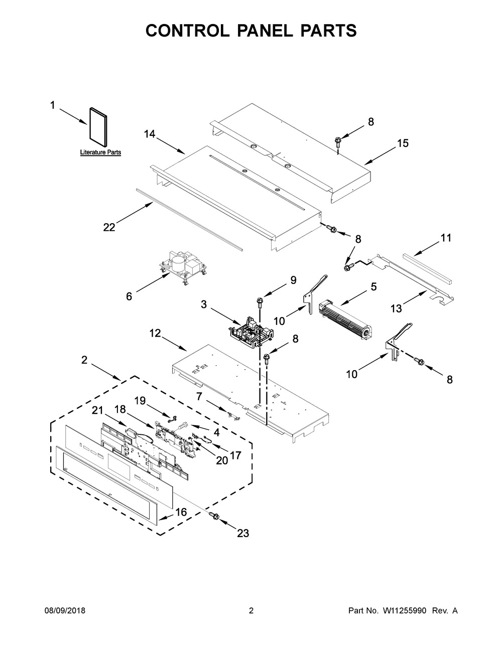 Control Panel Parts Diagram and Parts List for JJW2427DS03  Maytag Wall Oven