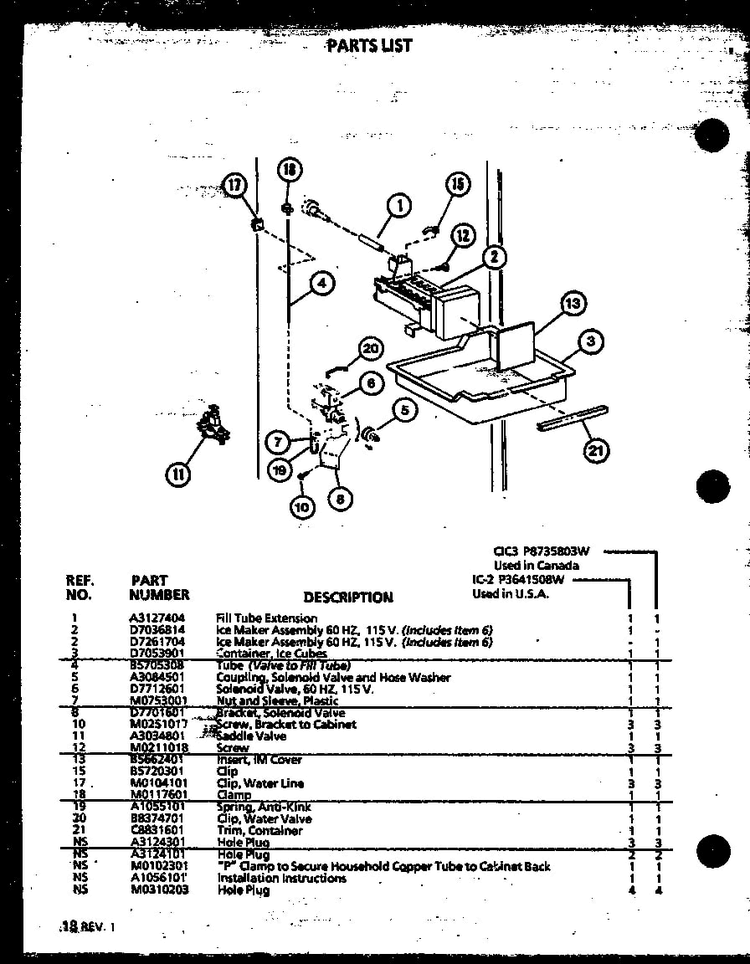 Section 7 Diagram and Parts List for TM14ML-P7705208WL  Amana Refrigerator