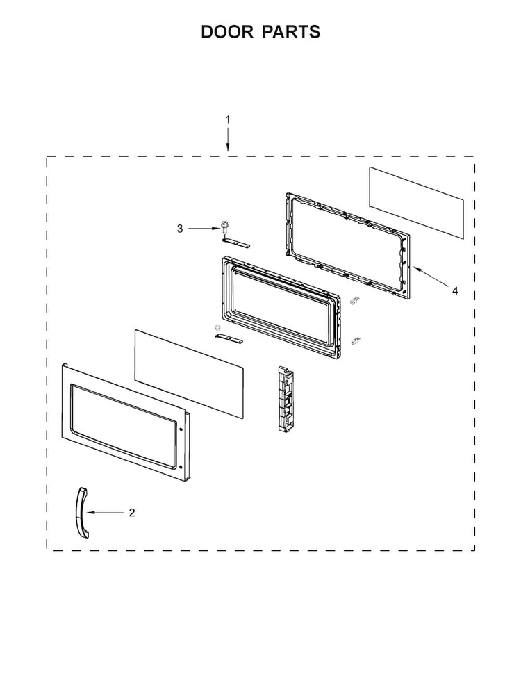 Door Parts Diagram and Parts List for YAMV1160VAB7  Amana Microwave