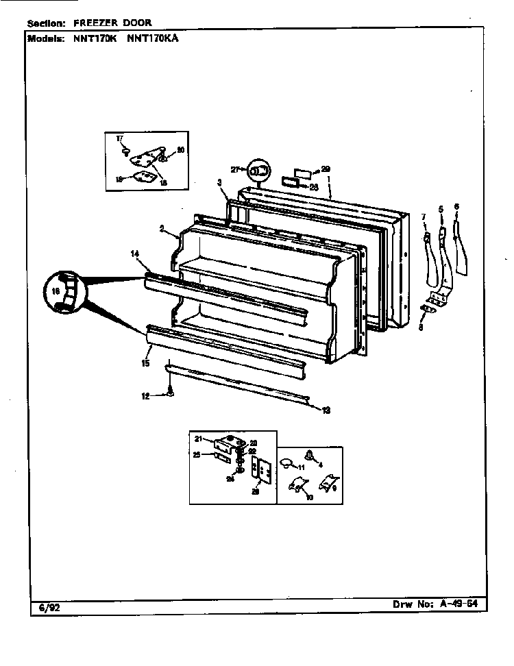 Freezer Door Diagram and Parts List for NNT170KA CC29A Maytag Refrigerator