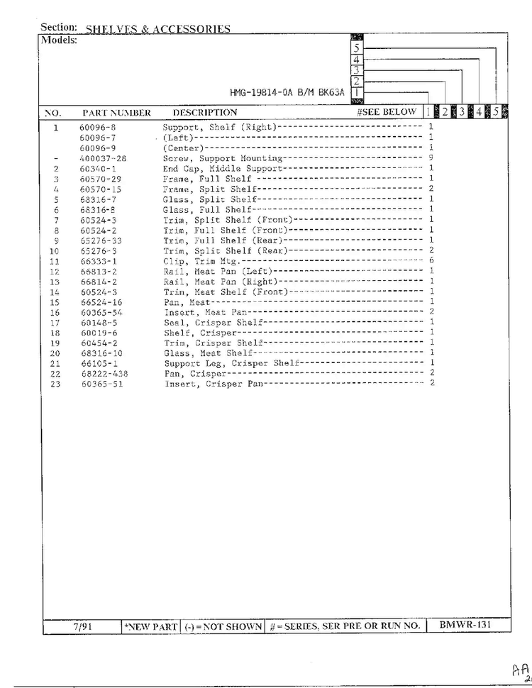 Shelves And Accessories Page 2 Diagram and Parts List for 19814-0A  Admiral Refrigerator