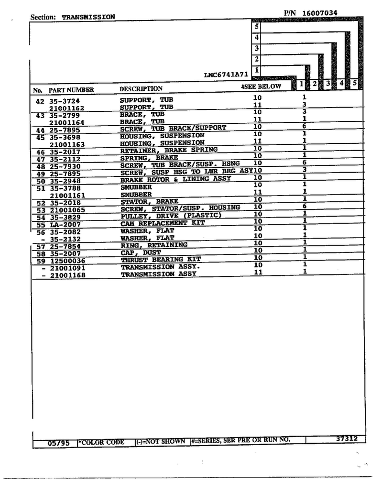 Transmission Page 3 Diagram and Parts List for 6741A71  Norge Washer