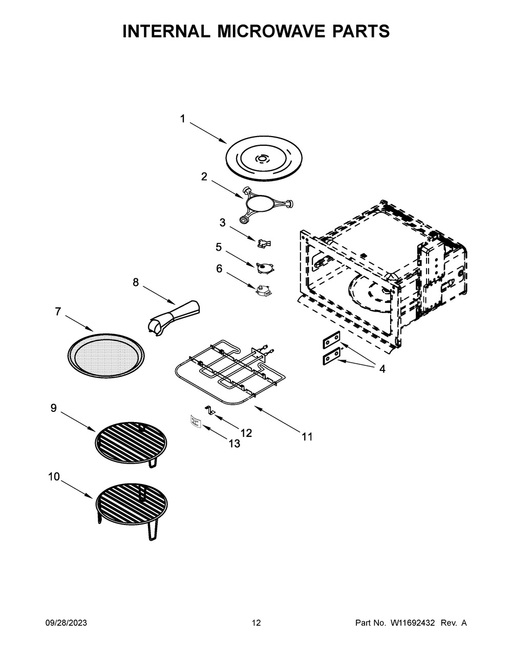 Internal Microwave Parts Diagram and Parts List for JMW2430LL03  Jenn-Air Microwave Oven Combo