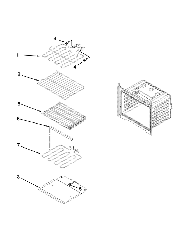 Internal Oven Parts Diagram and Parts List for MEW7627DS00  Maytag Wall Oven