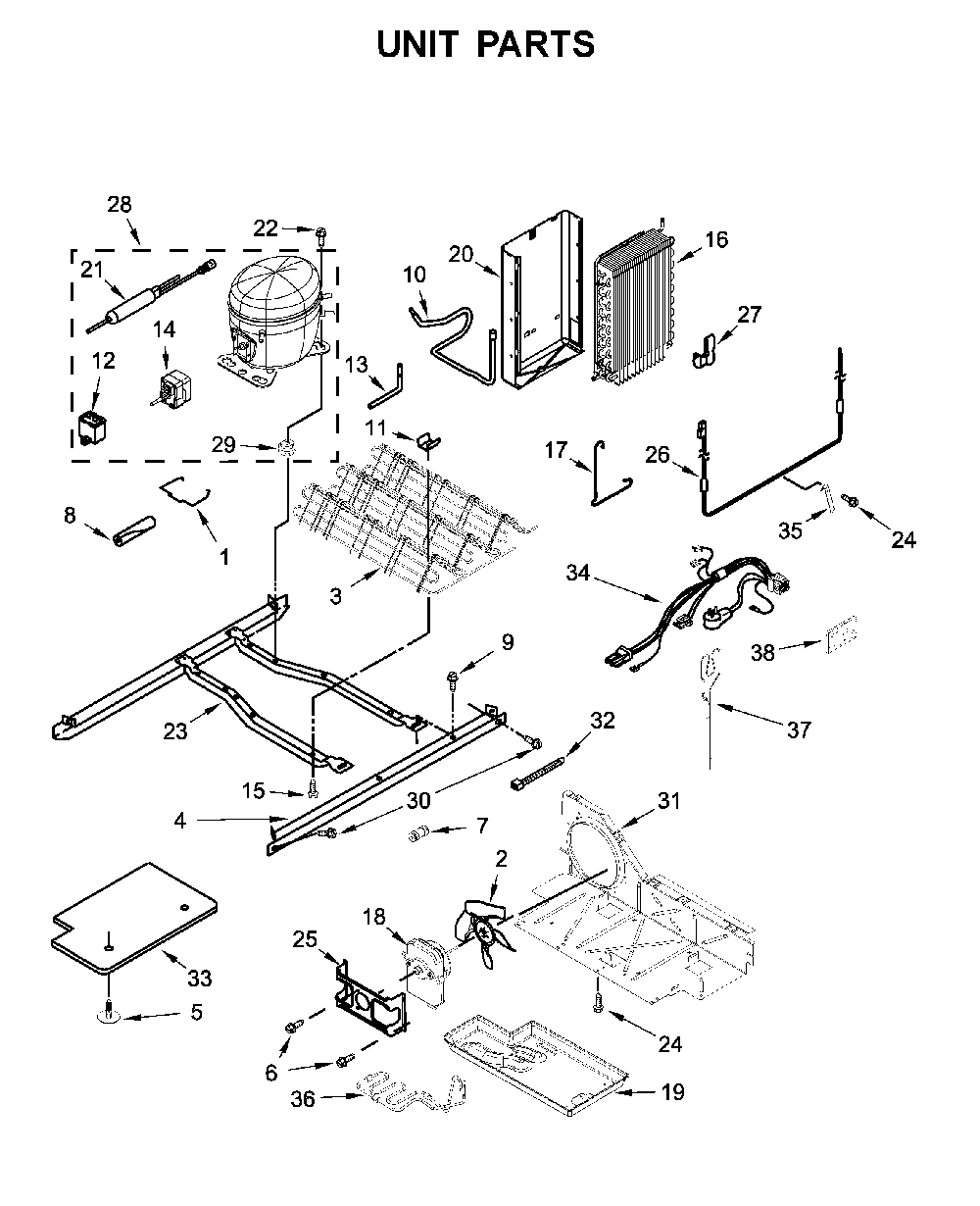 Unit Parts Diagram and Parts List for 1064650043713  Kenmore Refrigerator