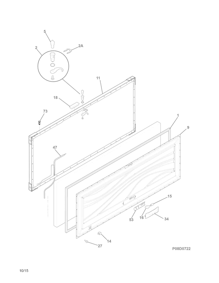 Door Diagram and Parts List for CFC162RCA  Crosley Freezer