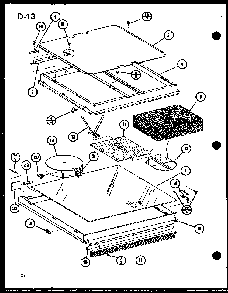 Section 13 Diagram and Parts List for RCR-700-P85727-3S  Amana Range