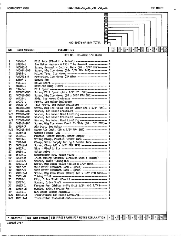 Ice Maker Page 2 Diagram and Parts List for 19874A  Admiral Refrigerator