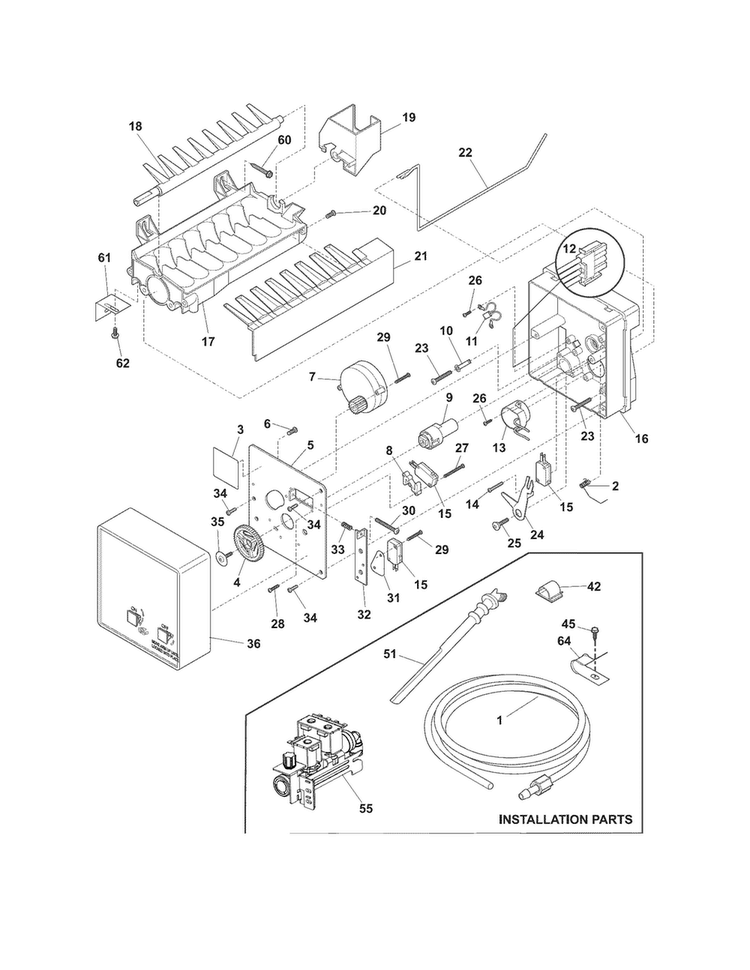 Ice Maker Diagram and Parts List for CRSH268MB8  Crosley Refrigerator