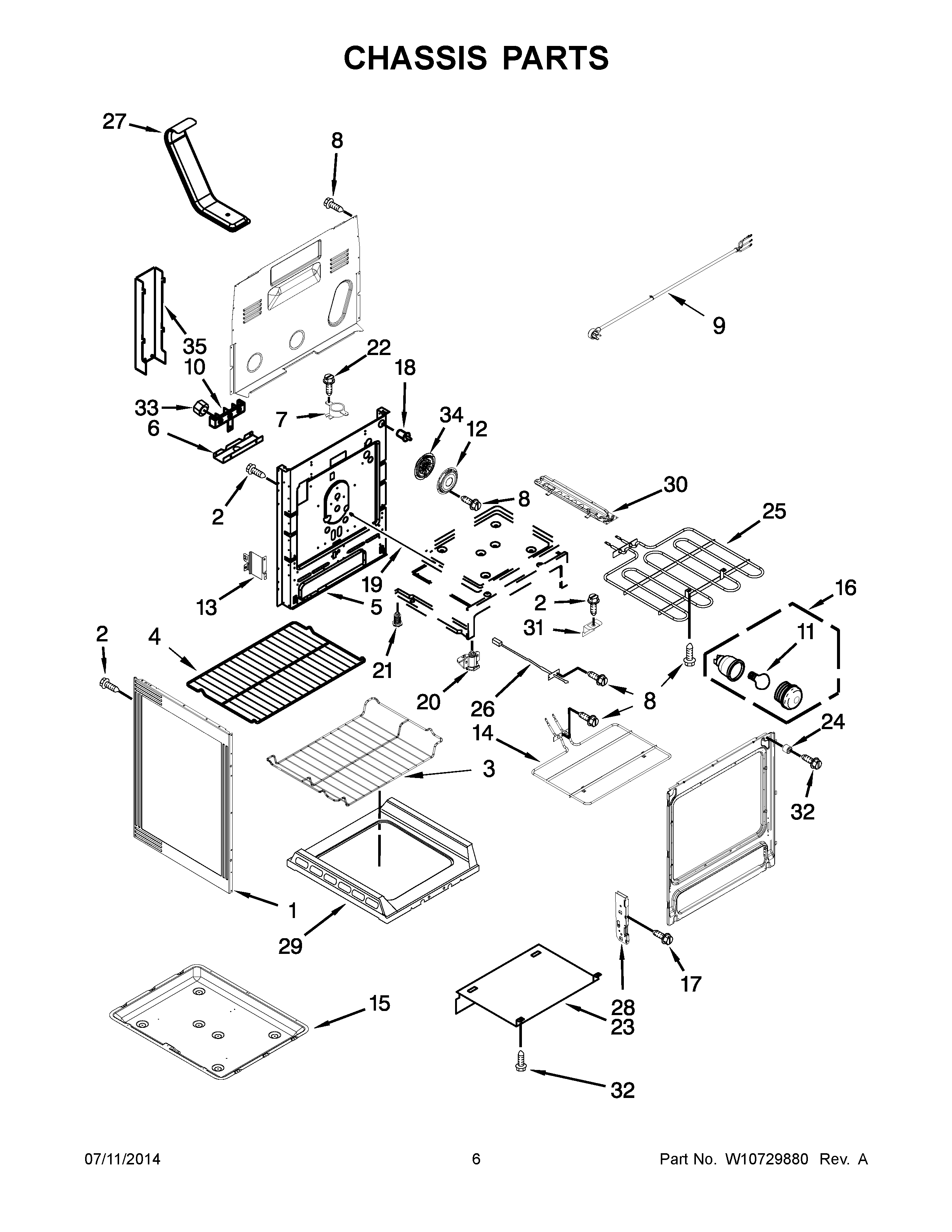 04 - CHASSIS PARTS Diagram and Parts List for YMER8850DS1  Maytag Range