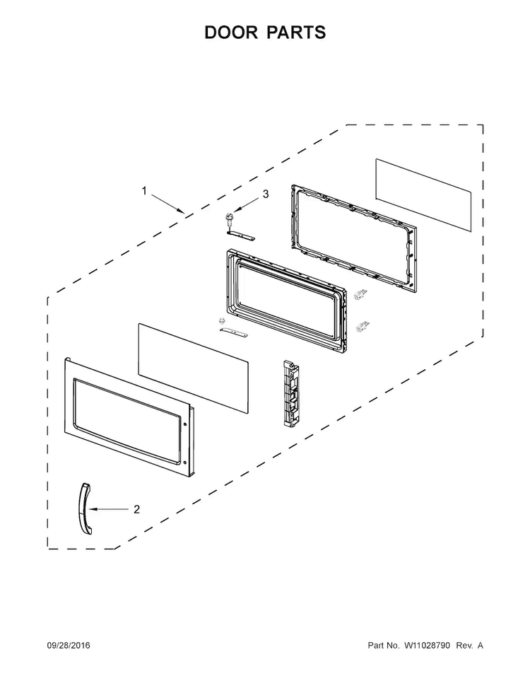 Door Parts Diagram and Parts List for AMV1150VAS6  Amana Microwave