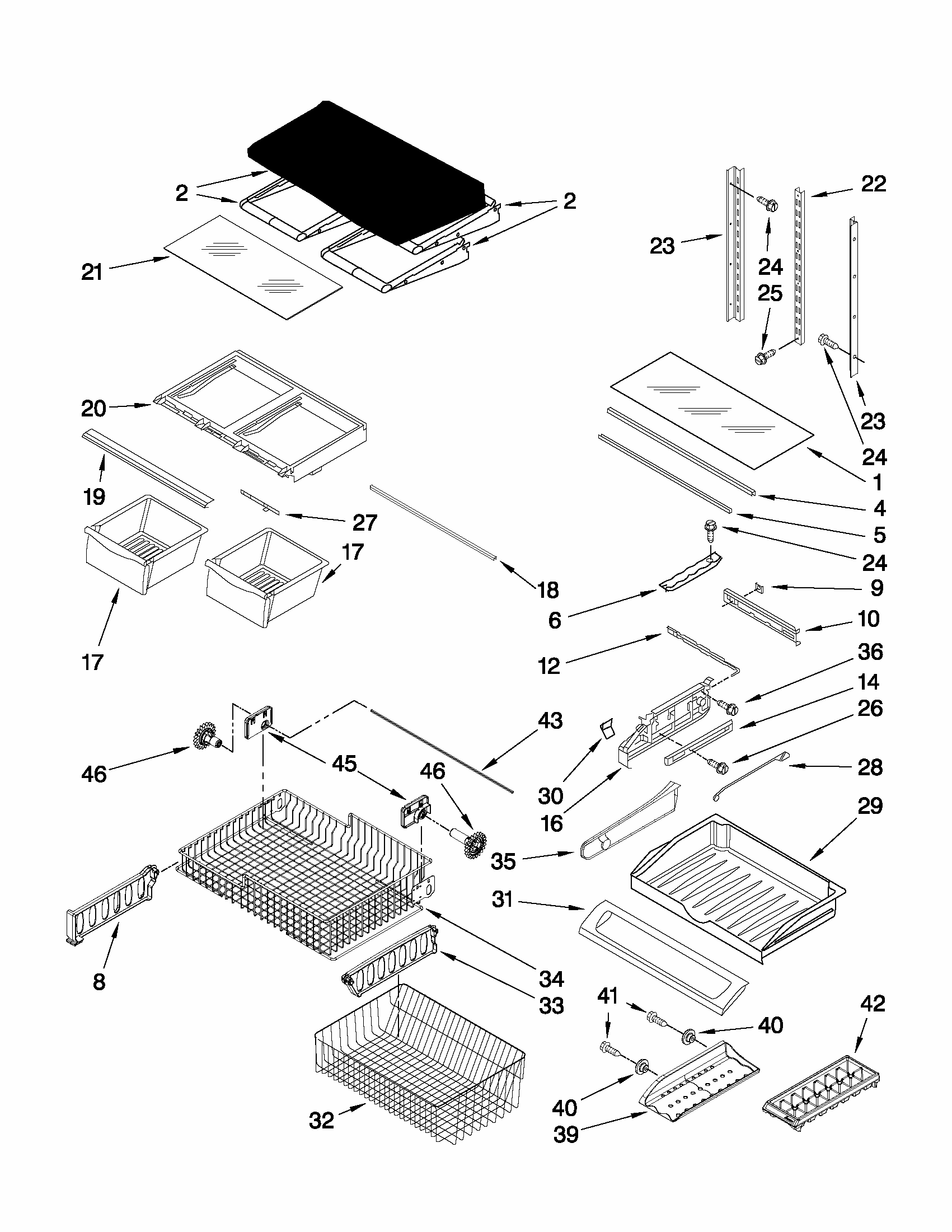 Shelf Parts Diagram and Parts List for G32026PEKW5  Maytag Refrigerator
