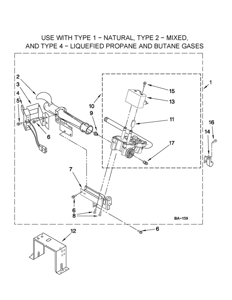 W10293911 Burner Assembly Diagram and Parts List for 7MMGDX700YL1  Maytag Dryer