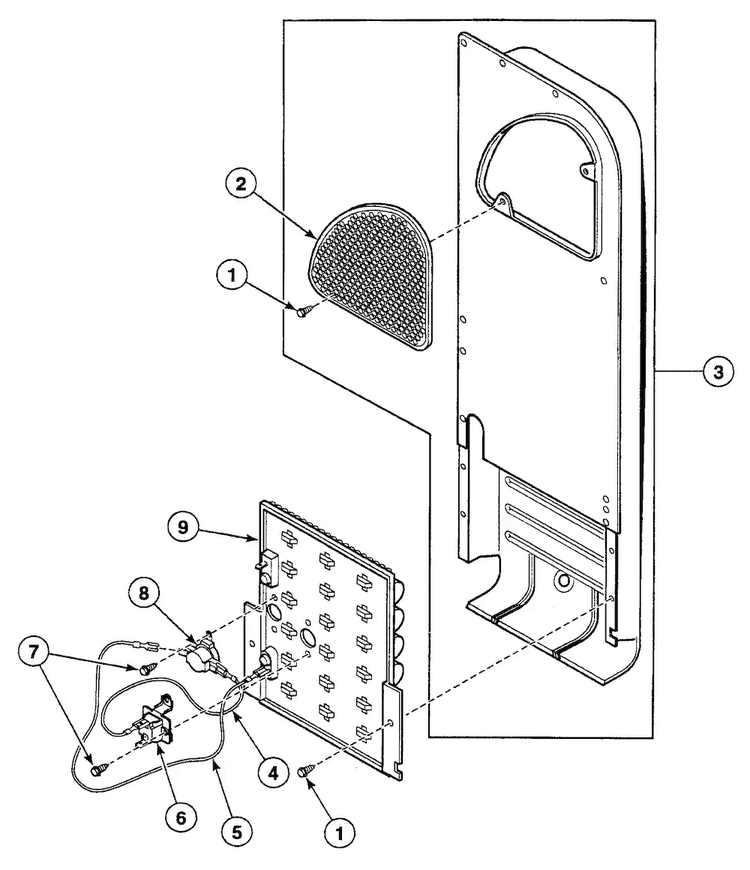 Heater Duct Diagram and Parts List for SSET07WF  Speed Queen Dryer