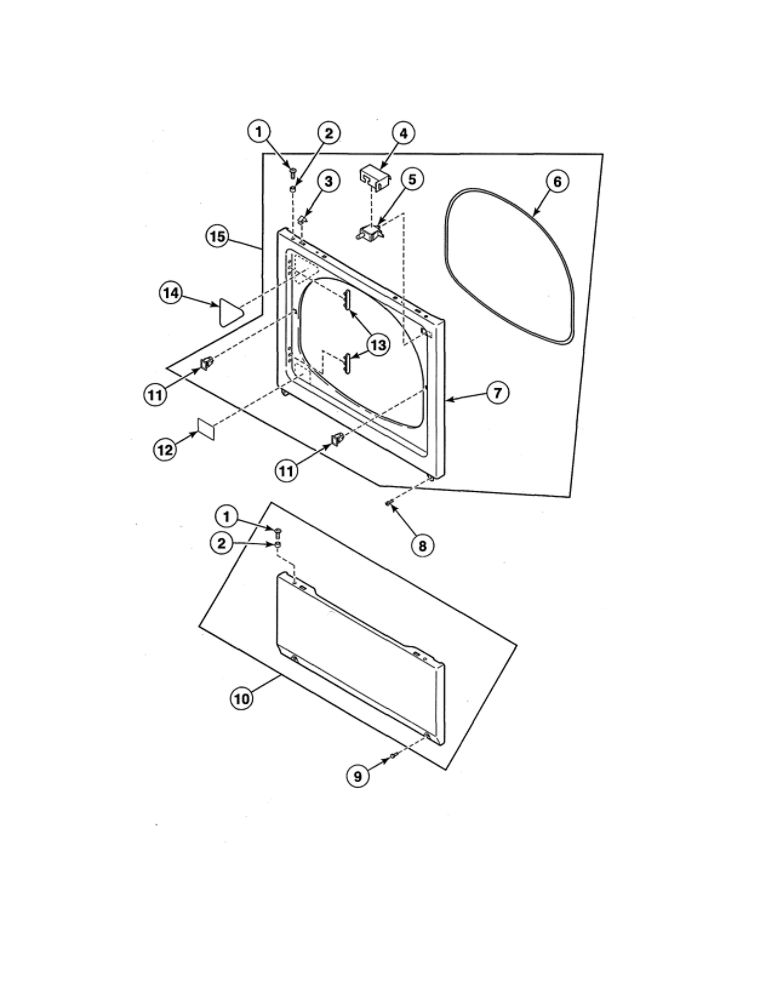 Access Panel/Front Panel/Seal Diagram and Parts List for ADE3SRGS173TW01  Speed Queen Dryer