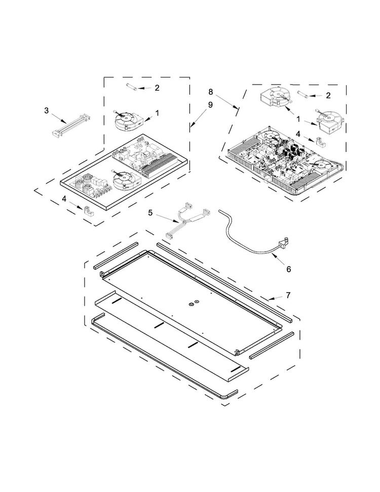 Interior Parts Diagram and Parts List for JIC4536XB00  Jenn-Air Cooktop