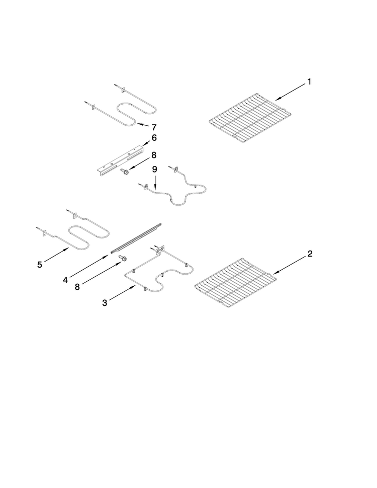 Rack And Element Parts Diagram and Parts List for MER6755AAB24  Maytag Range