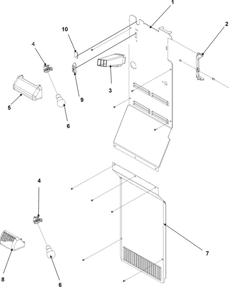 Freezer Compartment Diagram and Parts List for AC2224PEKB0  Amana Refrigerator