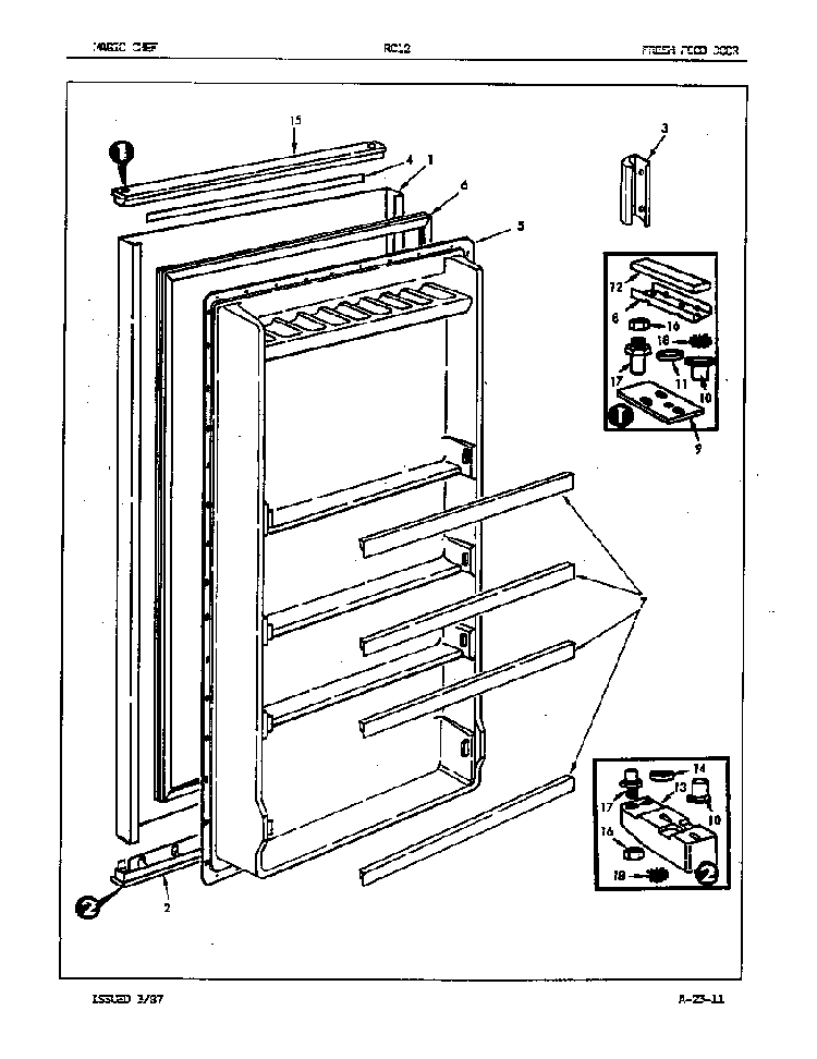 Fresh Food Door Diagram and Parts List for RC12G 86S01 Maytag Refrigerator