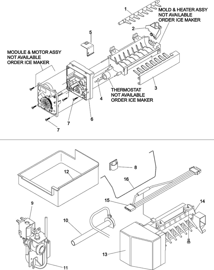 Optional Ice Maker Kit Ic11b P1328003w Diagram and Parts List for ABB2223DEB1  Amana Refrigerator