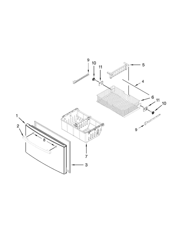 Freezer Door Parts Diagram and Parts List for AFI2539ERM00  Amana Refrigerator