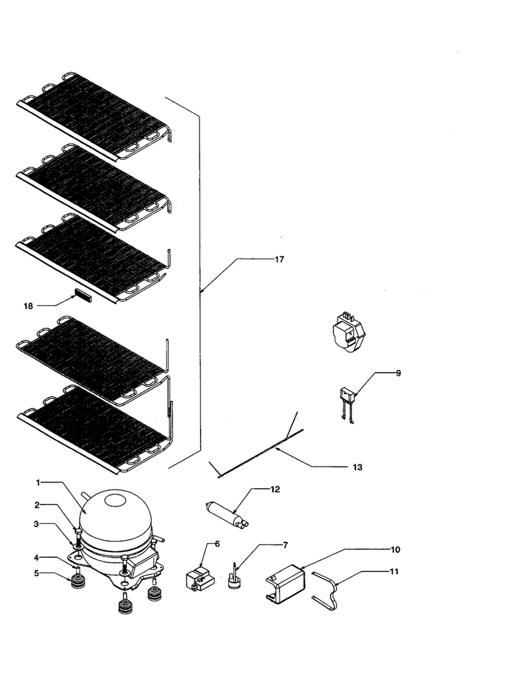 Machine Compartment Diagram and Parts List for AU120KW-P1317714WW  Amana Freezer