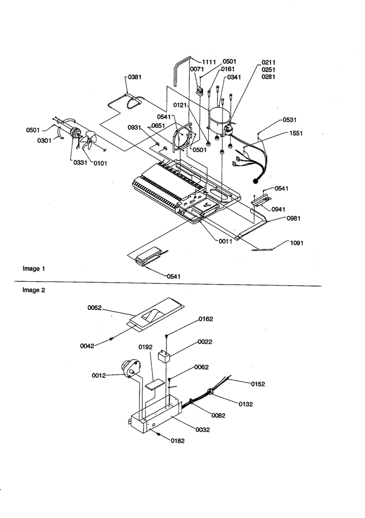 Machine Compartment/muffler Diagram and Parts List for SBD21VE-P1315502WE  Amana Refrigerator