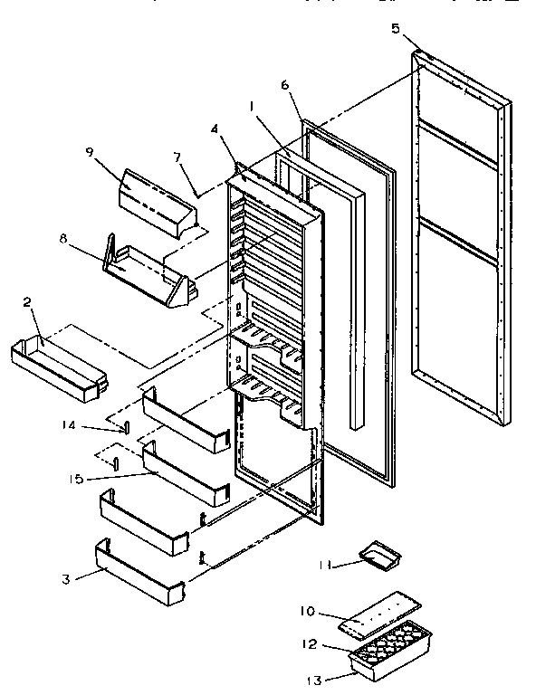 Refrigerator Door Diagram and Parts List for SSD25SL-P119042WL  Amana Refrigerator