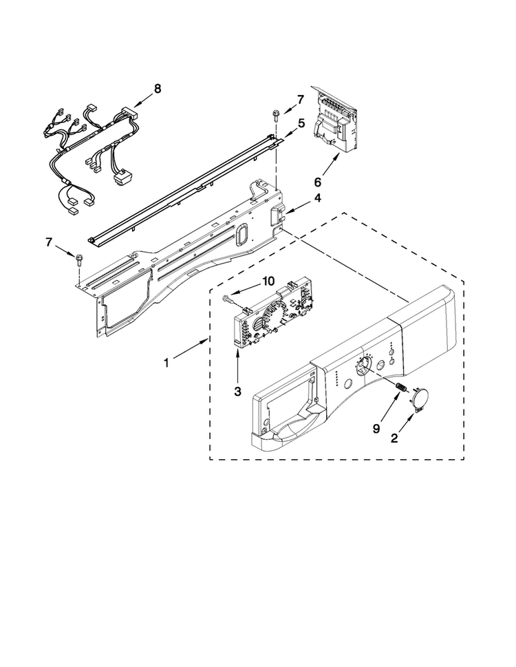 Control Panel Parts Diagram and Parts List for NFW7300WW02  Amana Washer
