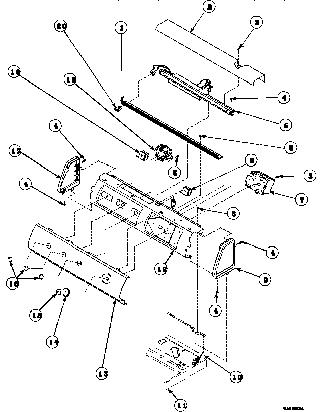 Graphic Panel, Control Mounting Plate And Controls Diagram and Parts List for LW8363W2 PLW8363W2B Amana Washer