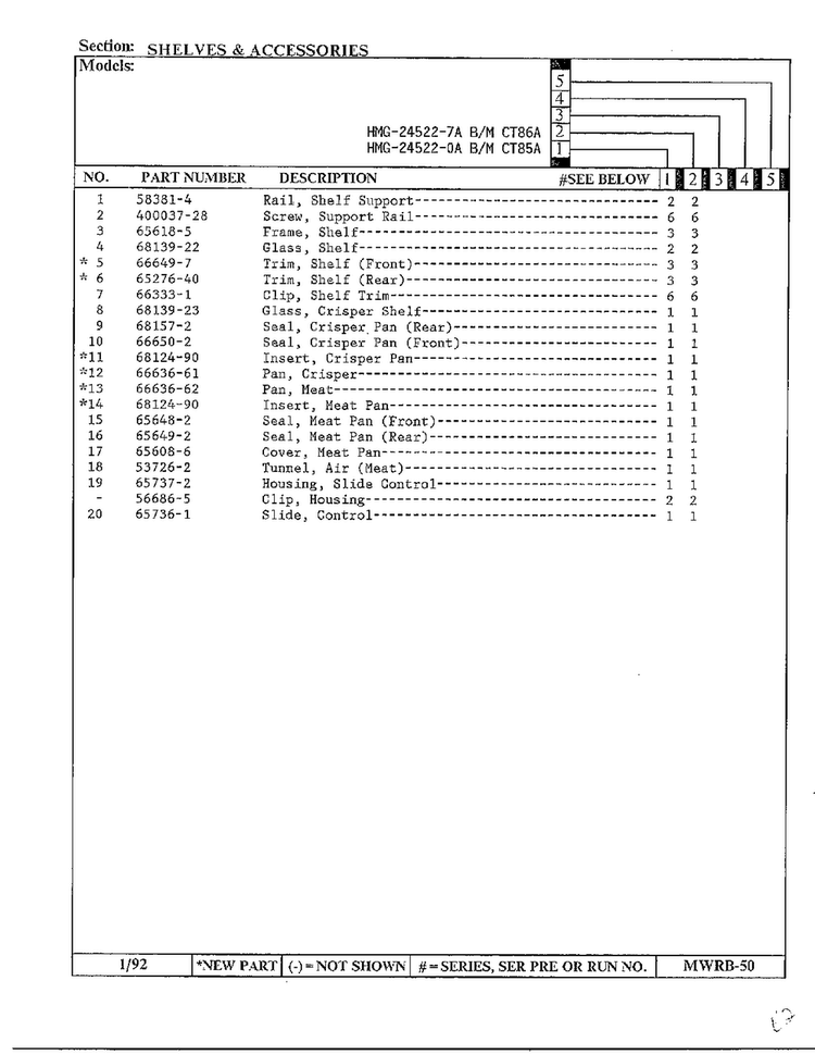 Shelves And Accessories Page 2 Diagram and Parts List for 24522-7A  Admiral Refrigerator