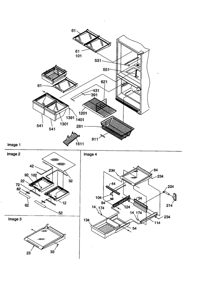 Shelving Assembly Diagram and Parts List for BCI21VC-P1325005WC  Amana Refrigerator