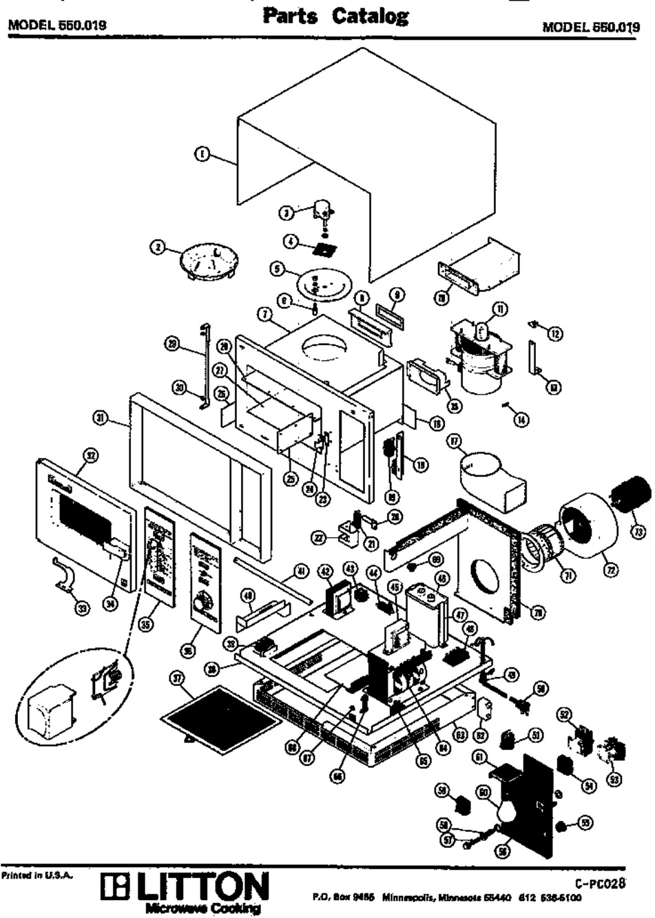 Page 15 Diagram and Parts List for 550019  Maytag Microwave