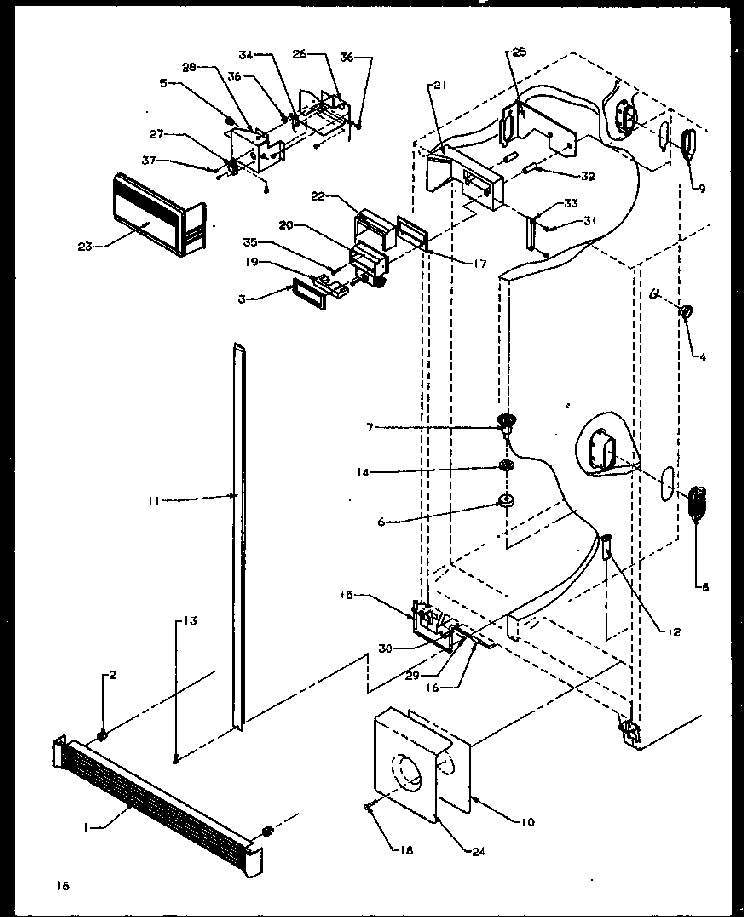 Refrigerator/freezer Controls And Cabinet Parts Diagram and Parts List for SXDE27NPL-P1162204WL  Amana Refrigerator
