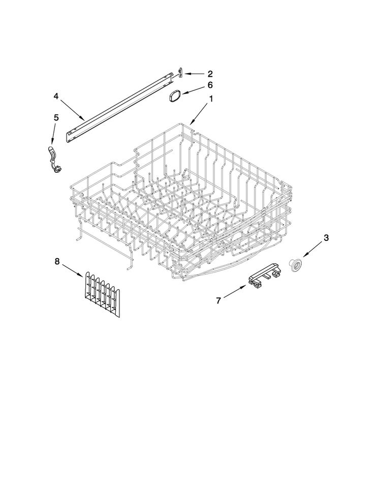 Upper Rack And Track Parts Diagram and Parts List for ADB1400AWB0  Amana Dishwasher
