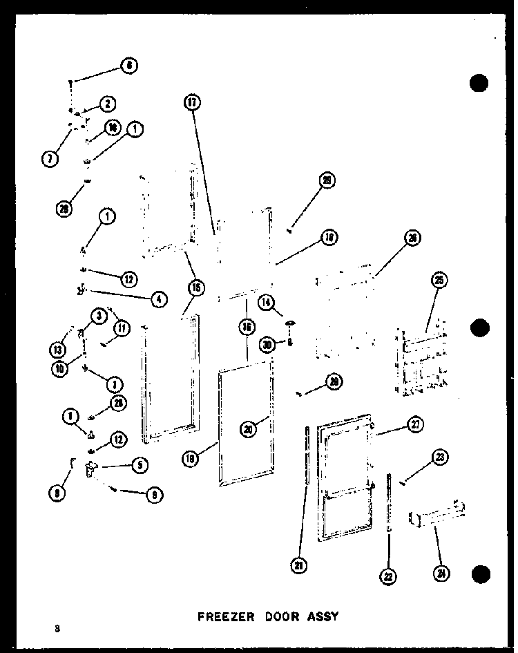 Freezer Door Assy Diagram and Parts List for SRI19E-L-P74100-5WL  Amana Refrigerator