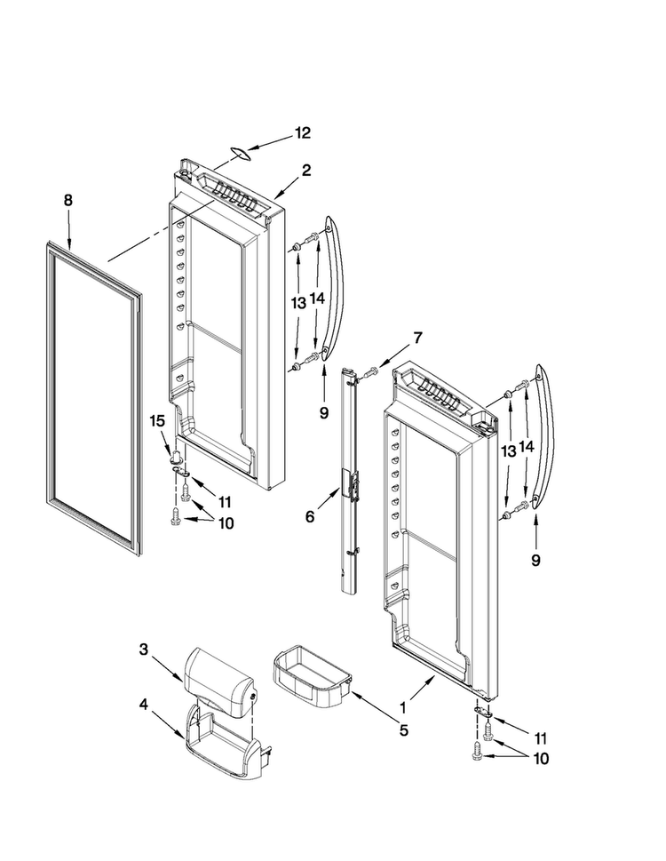 Refrigerator Door Parts Diagram and Parts List for AFF2534FES8  Amana Refrigerator