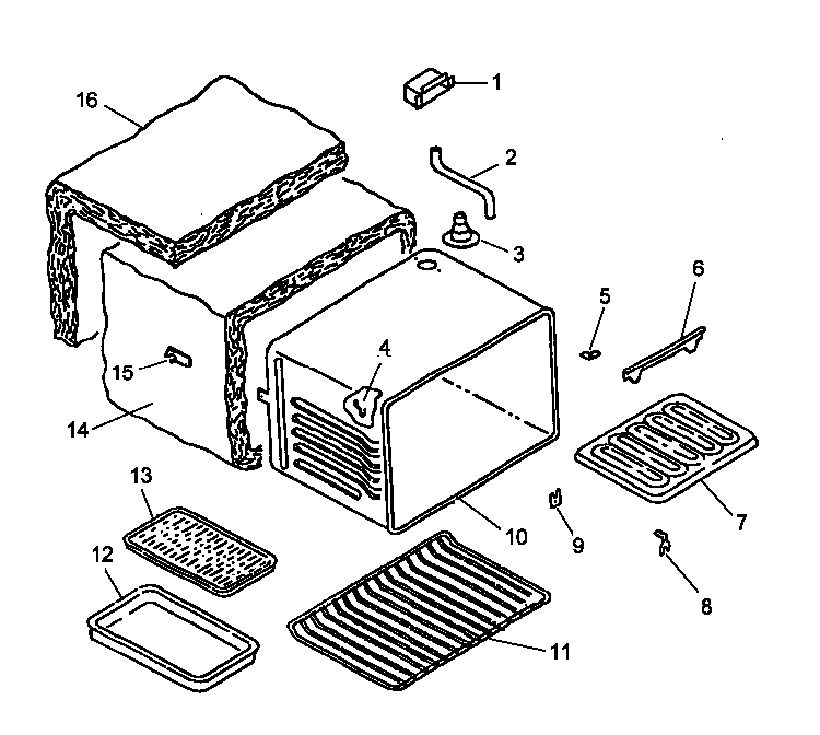 Cabinet Assy Diagram and Parts List for ART6600E-P1142640NE  Amana Range