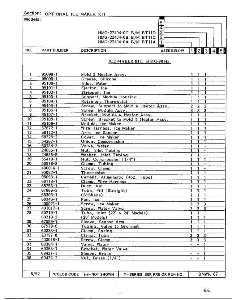 Ice Maker Page 2 Diagram and Parts List for 22404-0C  Admiral Refrigerator