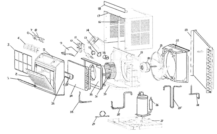 Cabinet Parts Diagram and Parts List for ACC065E  Amana Air Conditioner